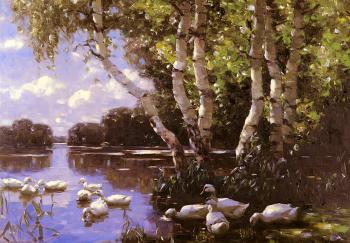 亞歷山大 凱斯特 Elf Enten Unter Birken Und Im Wasser 亞歷山大 凱斯特 Elf Enten Unter Birken Und Im Wasser